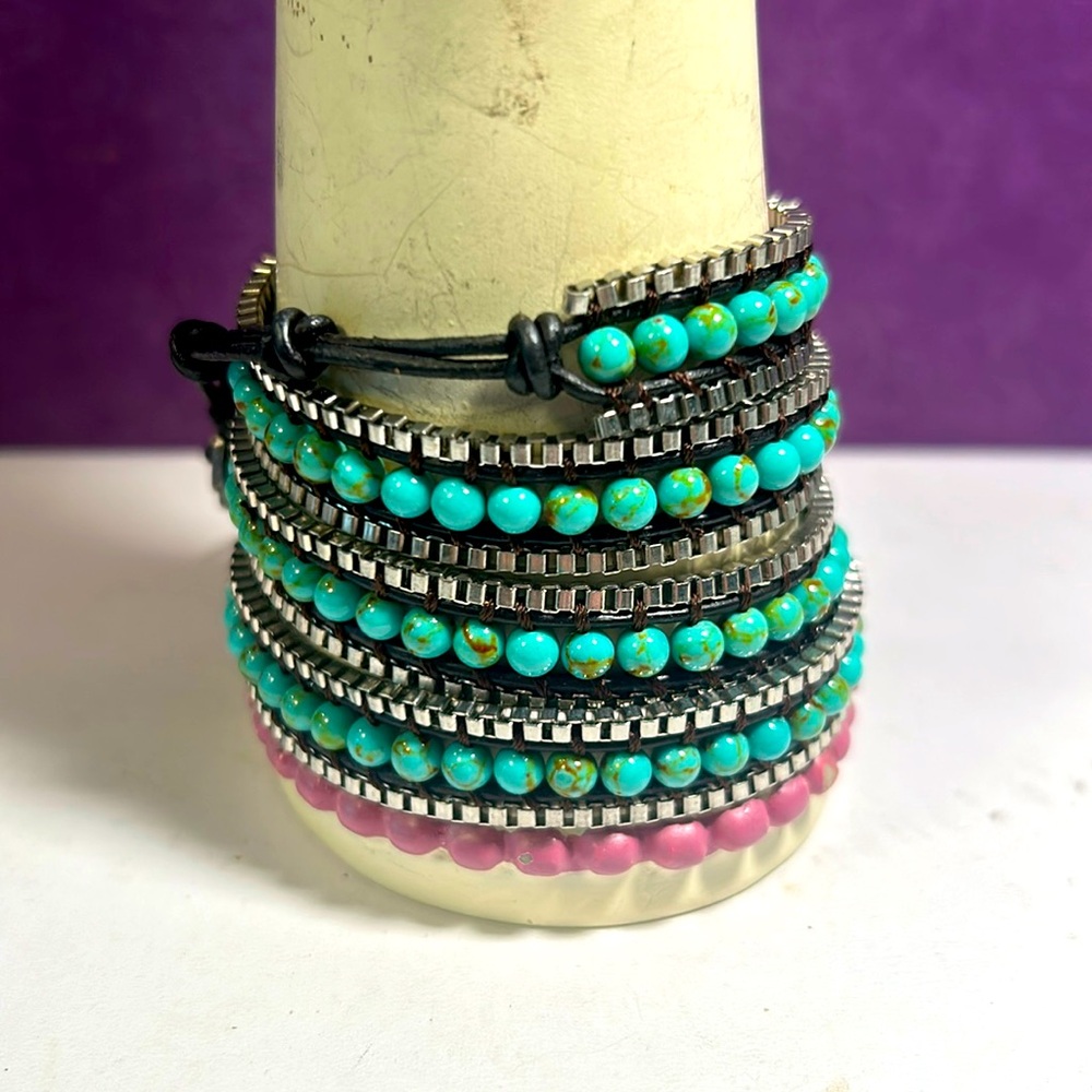 🌟Silver & Turquoise Sassparilla Wrap Bracelet🌟 - Picture 6 of 11